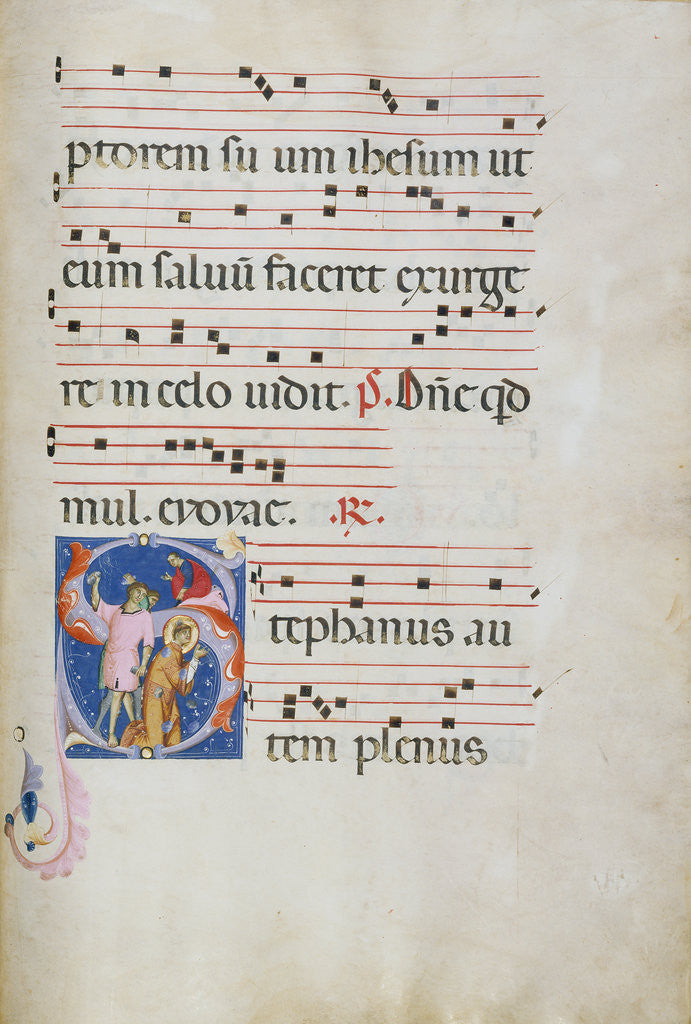 Detail of Initial S: The Stoning of Saint Stephen by Master of Gerona