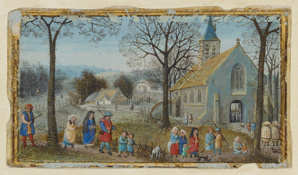 Detail of Villagers on Their Way to Church by Simon Bening