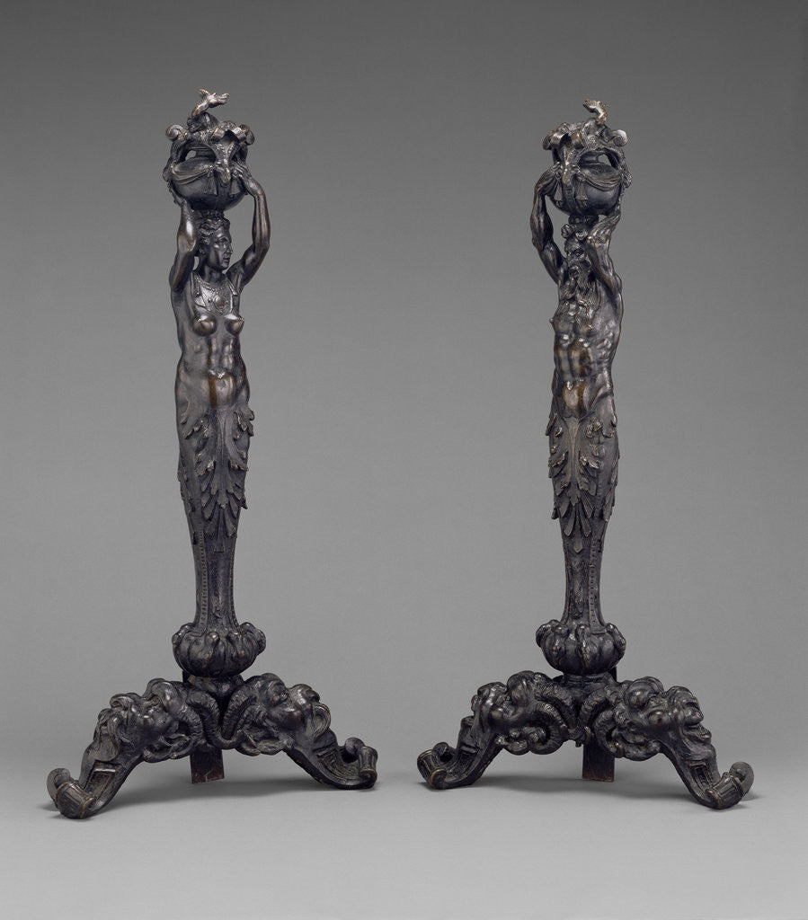 Pair of Andirons in the Form of a Female and a Male Herm by Anonymous