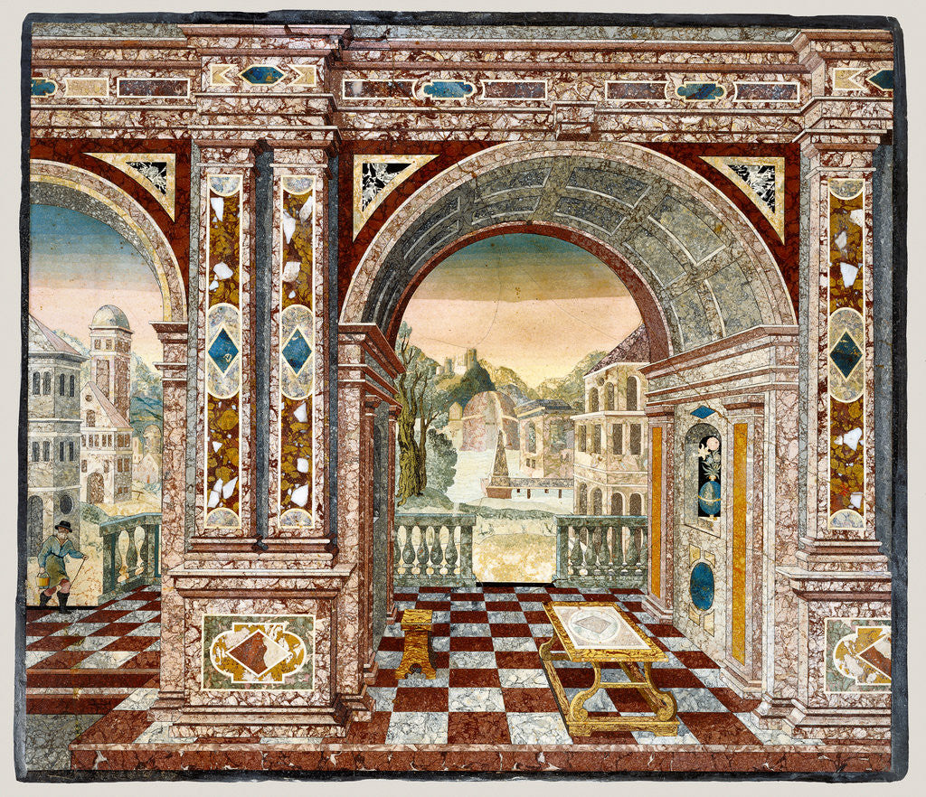 Architectural scene and frame by Wilhelm Fistulator