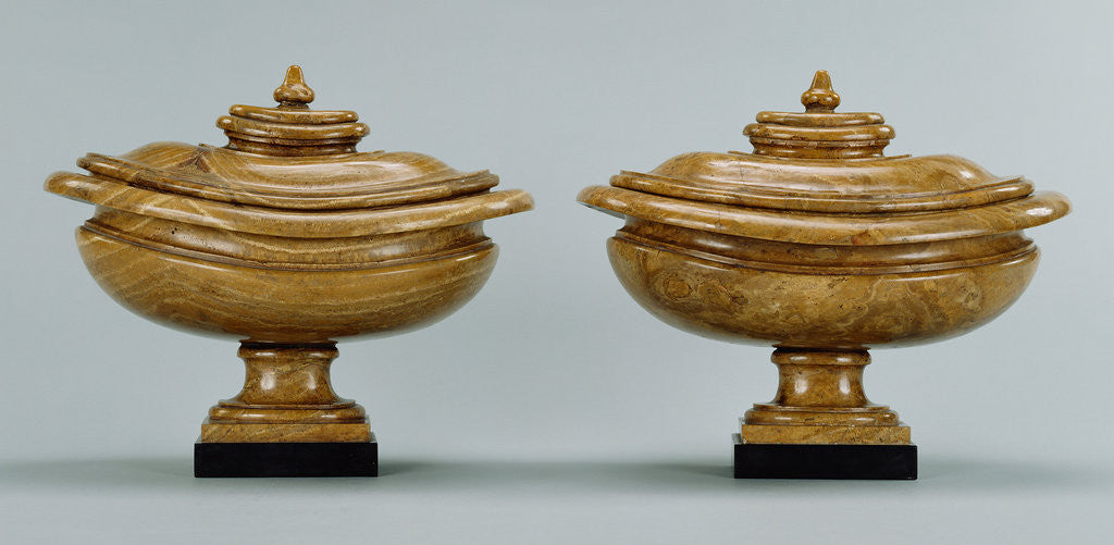 Detail of Pair of lidded alabaster vases by Anonymous