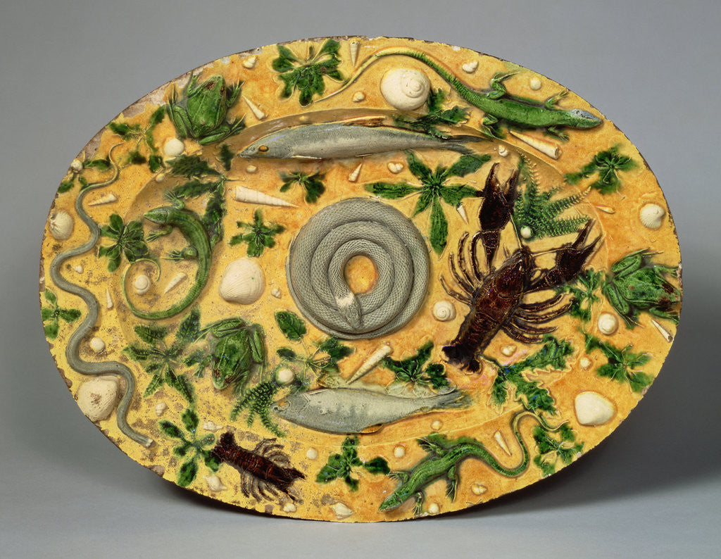 Detail of Oval Basin by Bernard Palissy