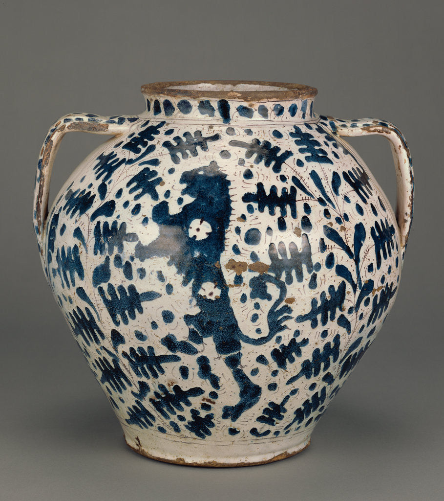 Detail of Relief-Blue Jar with Rampant Lions by Anonymous