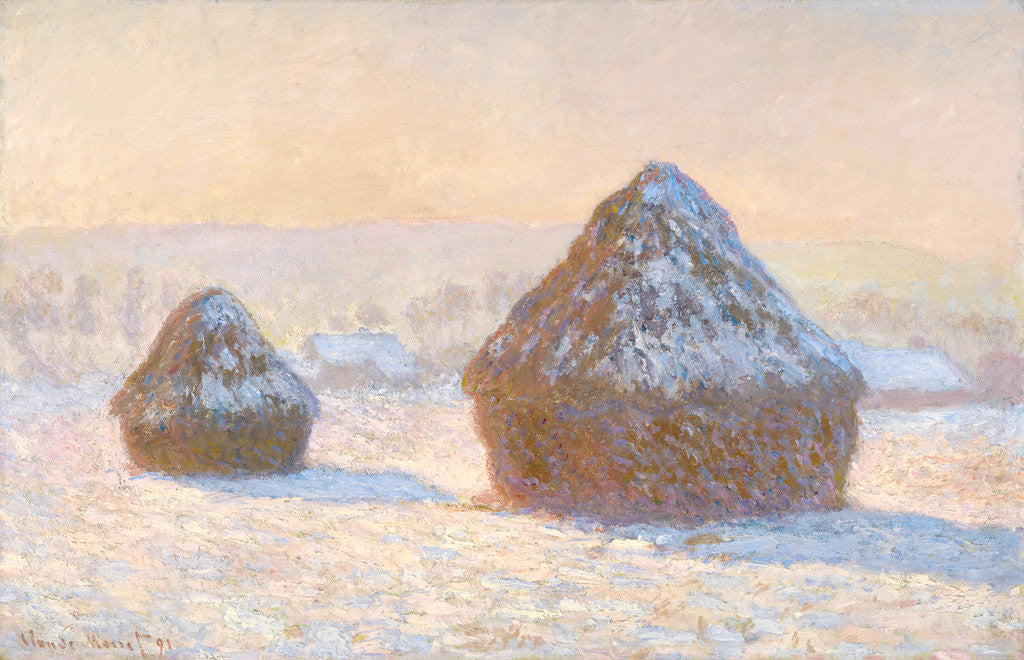 Detail of Wheatstacks, Snow Effect, Morning (Meules, Effet de Neige, Le Matin) by Claude Monet