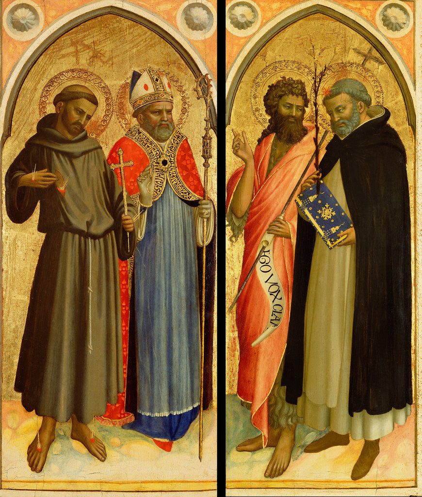 Detail of Saint Francis and a Bishop Saint, Saint John the Baptist and Saint Dominic by Fra Angelico
