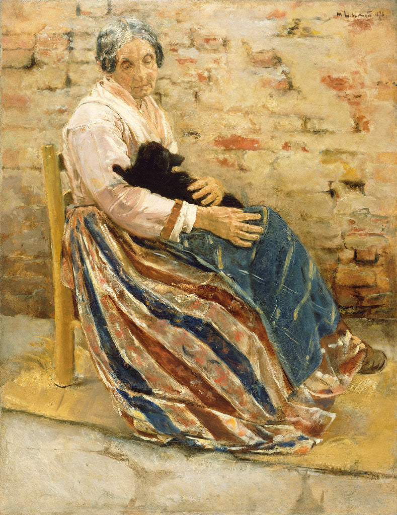 Detail of An Old Woman with Cat by Max Liebermann