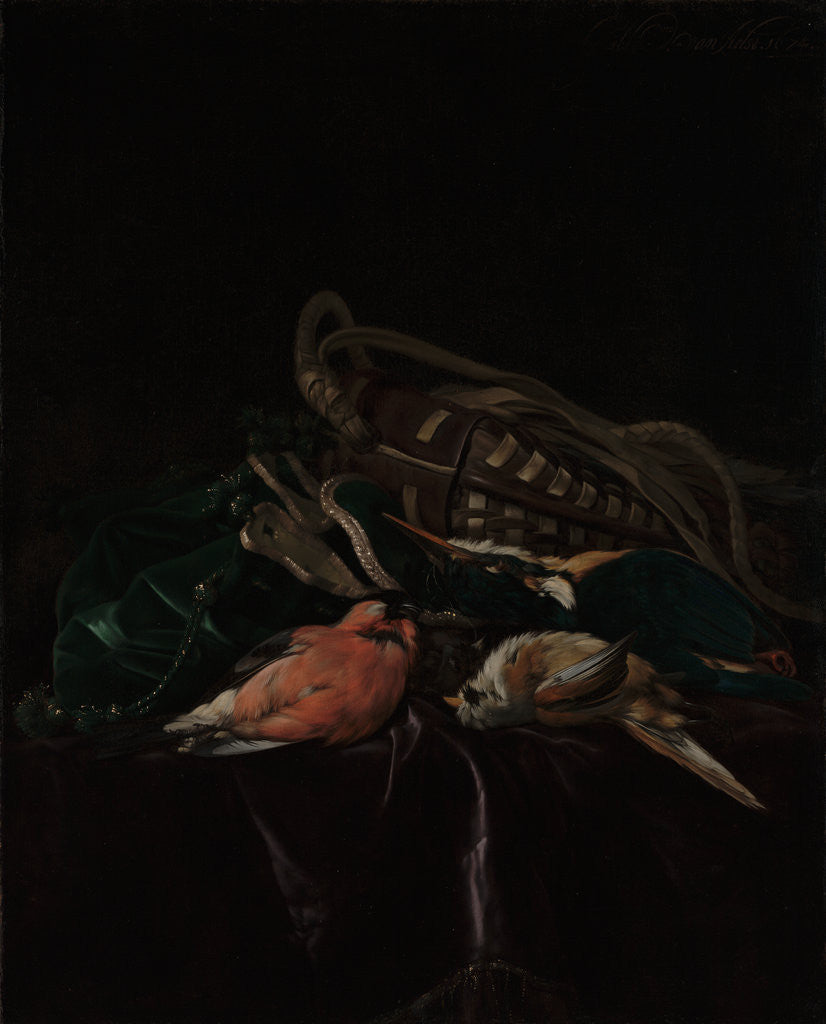 Detail of Still Life with Dead Birds and Game Bag by Willem van Aelst