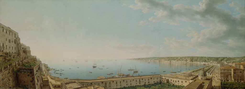 Detail of A View of the Bay of Naples, Looking Southwest from the Pizzofalcone towards Capo di Posilippo by Giovanni Battista Lusieri