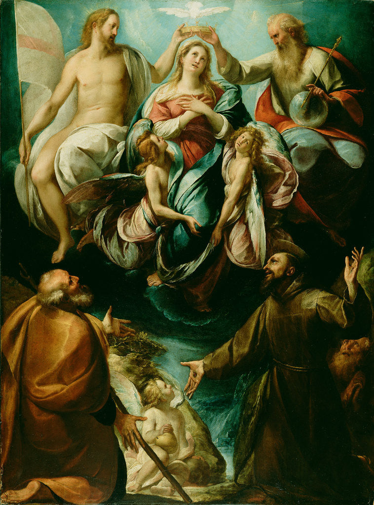 Detail of Coronation of the Virgin with Saints Joseph and Francis of Assisi by Giulio Cesare Procaccini