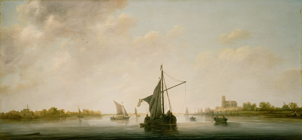 Detail of A View of the Maas at Dordrecht by Aelbert Cuyp