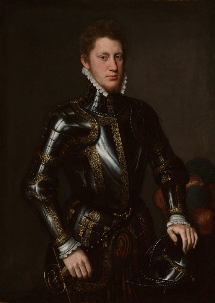 Detail of Portrait of a Man in Armor by Circle of Antonis Mor van Dashorst