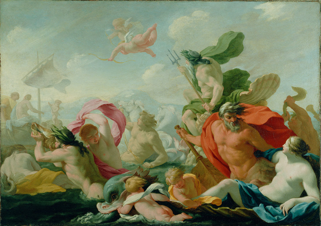 Detail of Marine Gods Paying Homage to Love by Eustache Le Sueur