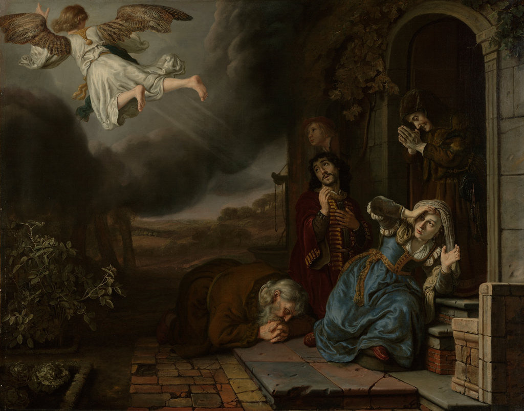 Detail of The Angel Taking Leave of Tobit and His Family by Jan Victors