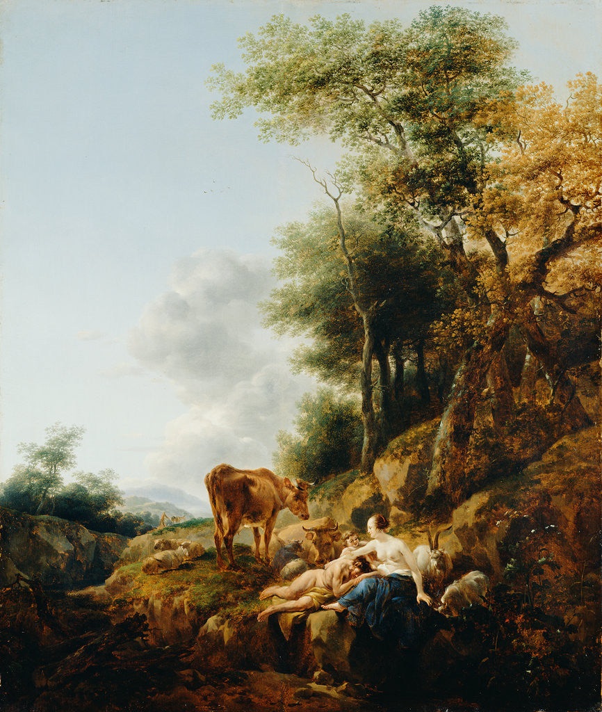 Landscape with a Nymph and a Satyr by Nicolaes Berchem