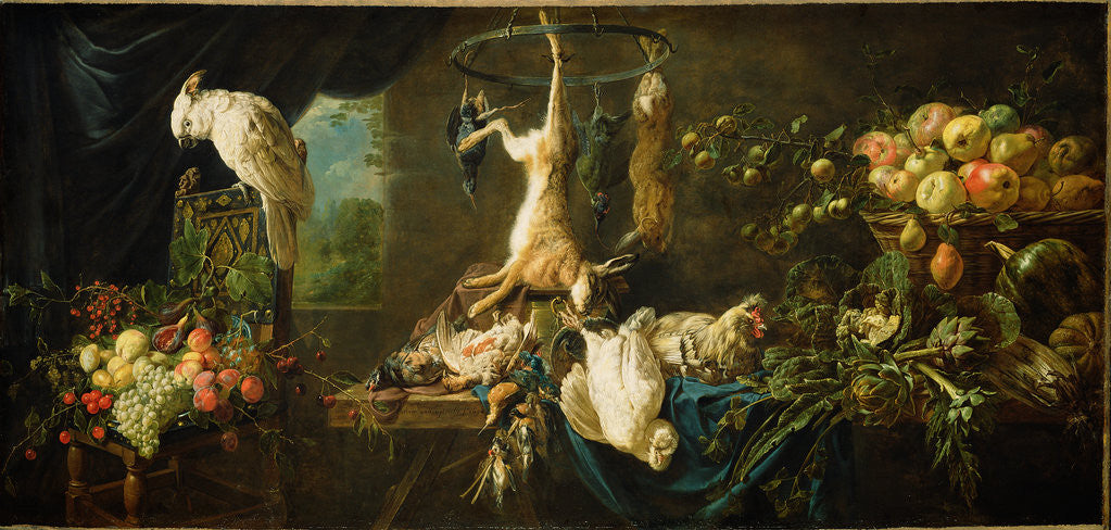 Detail of Still Life with Game, Vegetables, Fruit and a Cockatoo by Adriaen van Utrecht