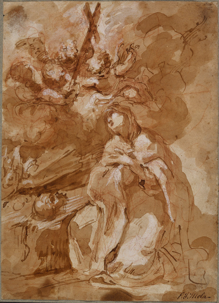 Detail of A Female Saint Contemplating a Crucifix by Giovanni Antonio Guardi