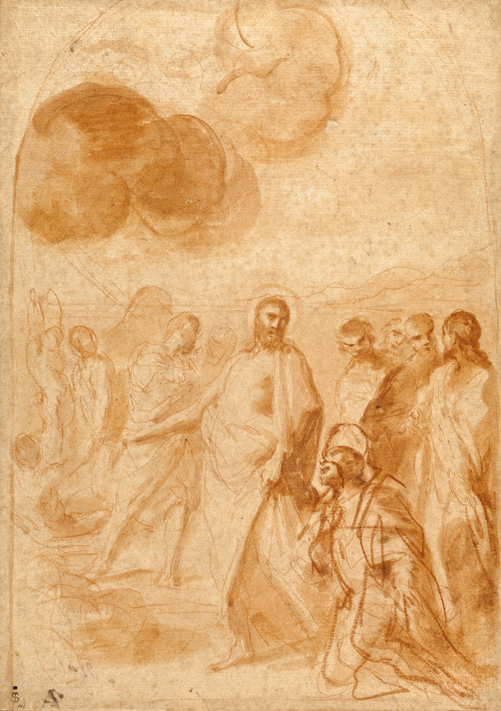 Detail of Christ's Command to St. Peter, Feed My Sheep! (Pasce Oves Mea) by Andrea Sacchi