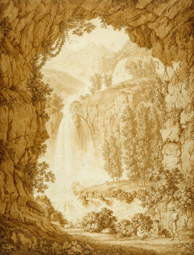 Detail of A Shepherd and Muses by a Waterfall by Christoph Henrich Kniep