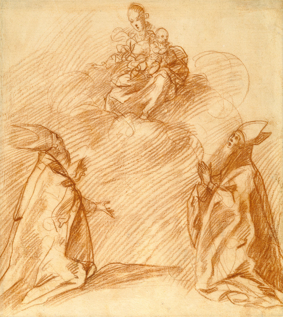 Detail of The Virgin and Child Appearing to Two Bishops by Anonymous