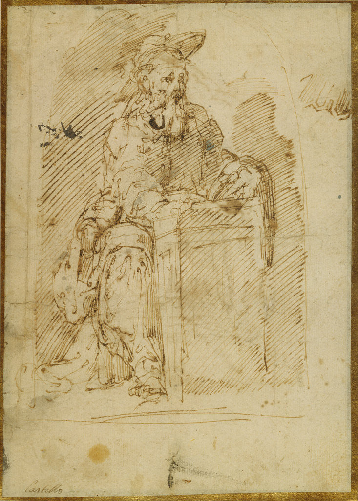 Detail of St. Jerome (recto), Kneeling Male Nude, with His Head and Shoulders Leaning Back (verso) by Juan del Castillo