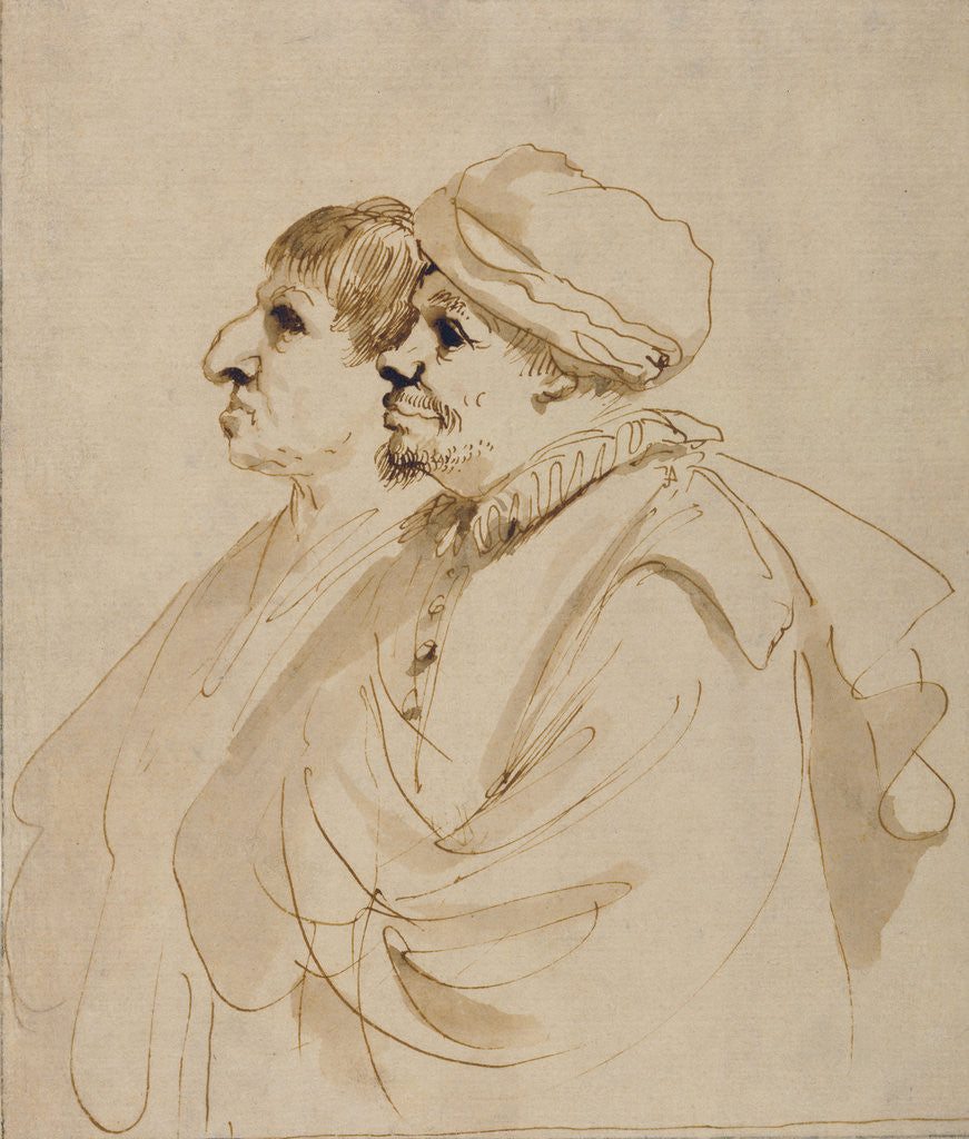 Detail of Caricature of Two Men Seen in Profile by Guercino