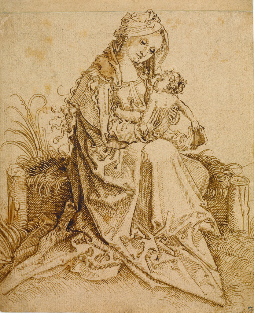 Detail of The Virgin and Child on a Grassy Bench by Anonymous