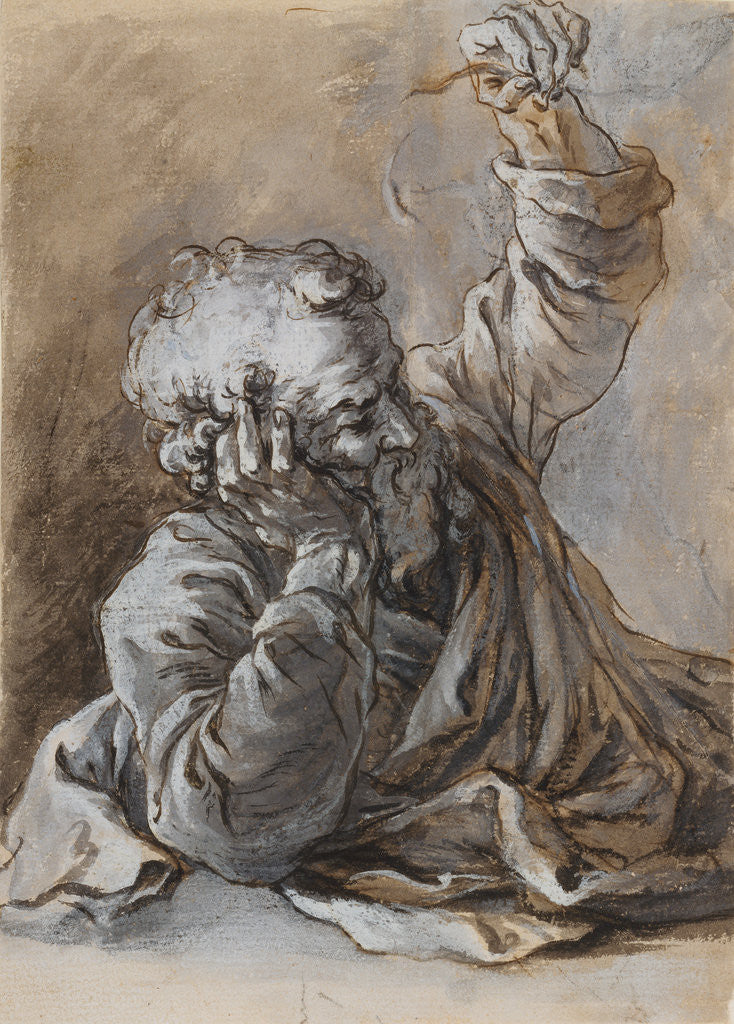 Detail of Reclining Old Man by Georges Lallemant