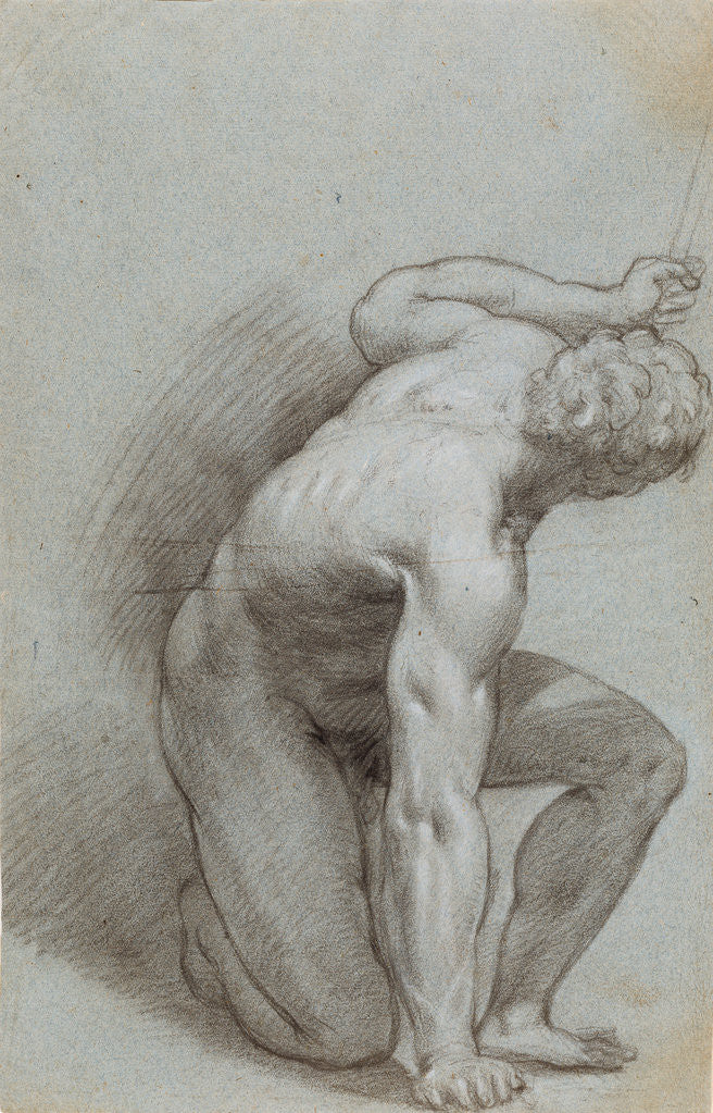 Detail of Kneeling Figure (recto), Reclining Figure (verso) by Agostino Carracci