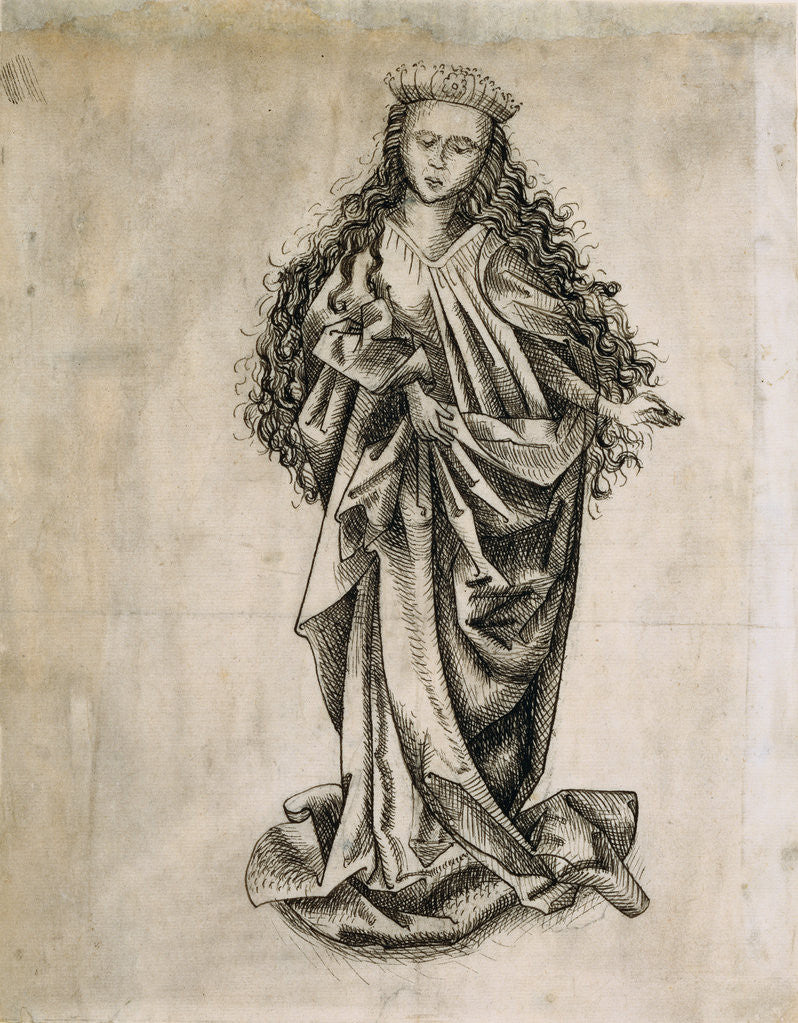 Detail of Standing Female Saint by Circle of Martin Schongauer