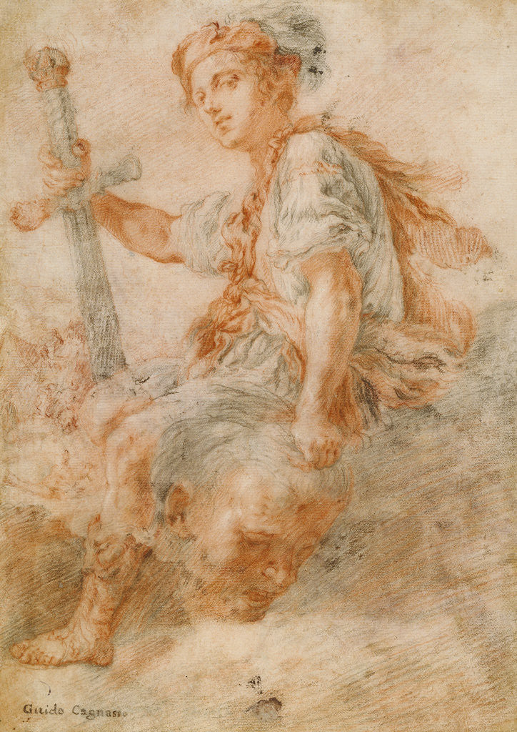 Detail of David with the Head of Goliath (recto), Two Studies, one of a Woman (verso) by Domenico Fetti