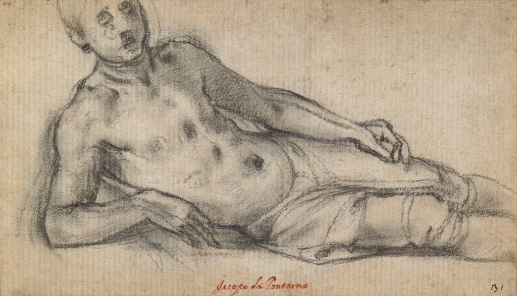 Detail of Reclining Youth by Ascribed to Pontormo