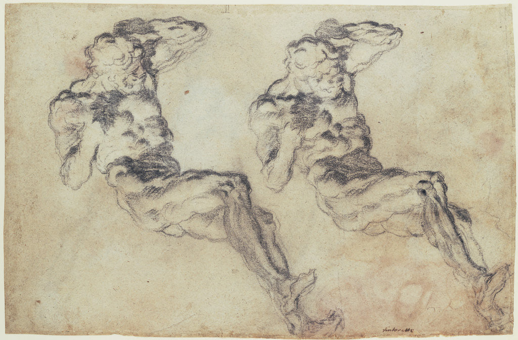 Detail of Studies of a Statuette of Atlas (recto), Studies of a Statuette of Atlas and a Figure Praying (verso) by Jacopo Tintoretto