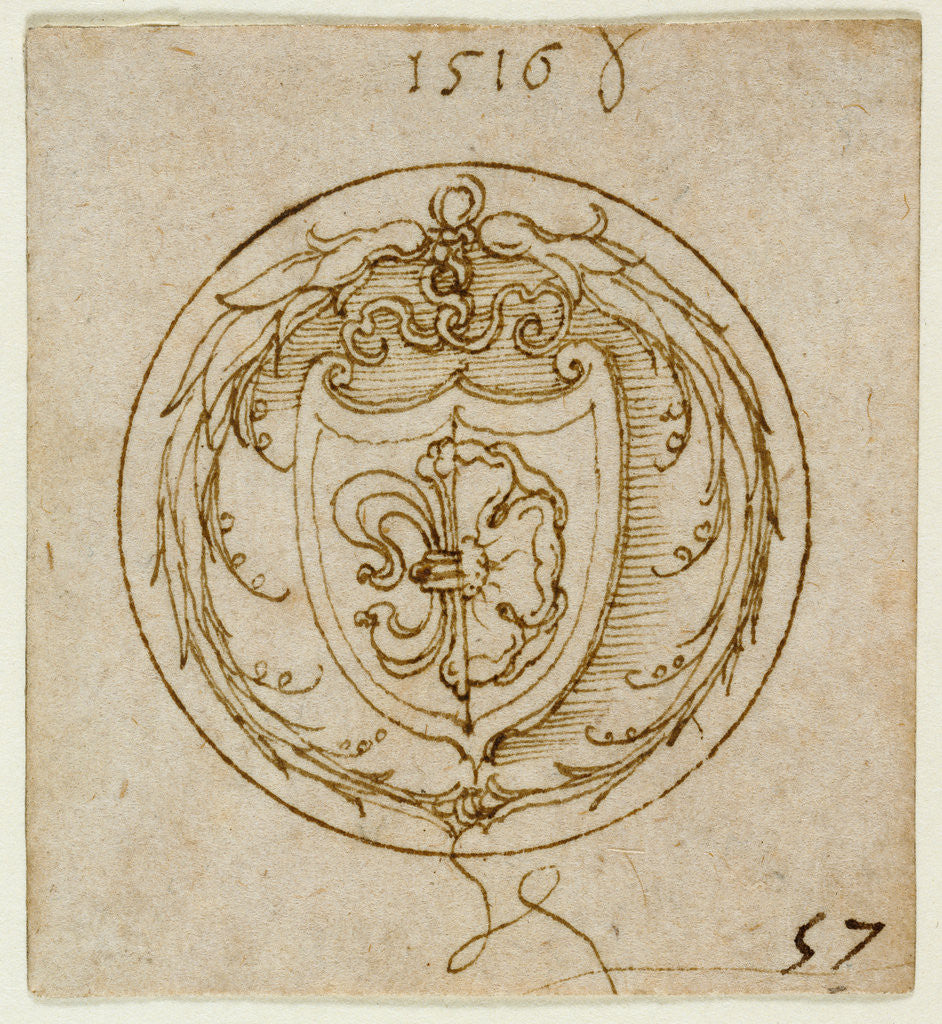 Detail of Design for an Ornament or Signet Ring with the Arms of Lazarus Spengler by Albrecht Dürer