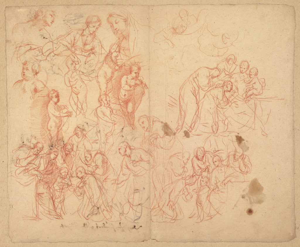 Detail of Figure Studies (recto), Figure Studies (verso) by Karel Skréta