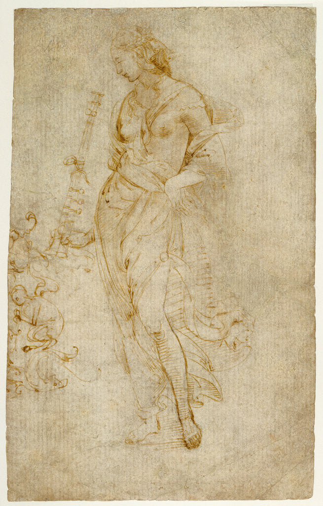 Detail of Female Figure with a Tibia, and Ornamental Studies (recto), Ornamental Studies (verso) by Raphael