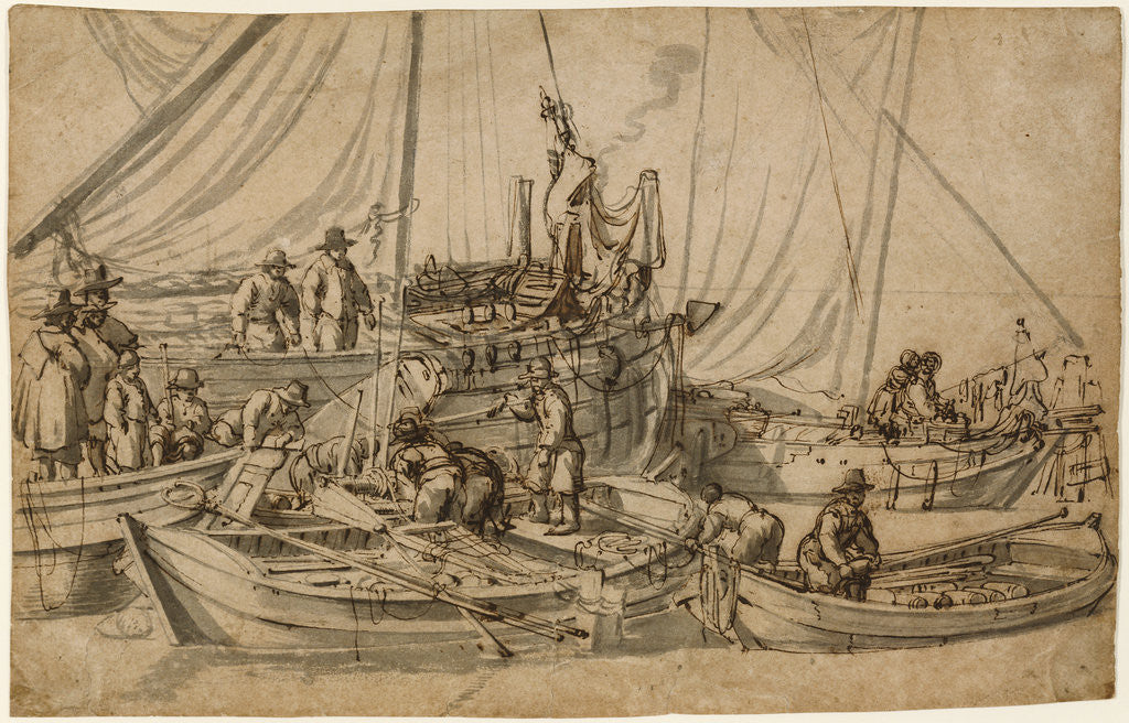 Detail of Figures on Board Small Merchant Vessels by Willem van de Velde the Elder