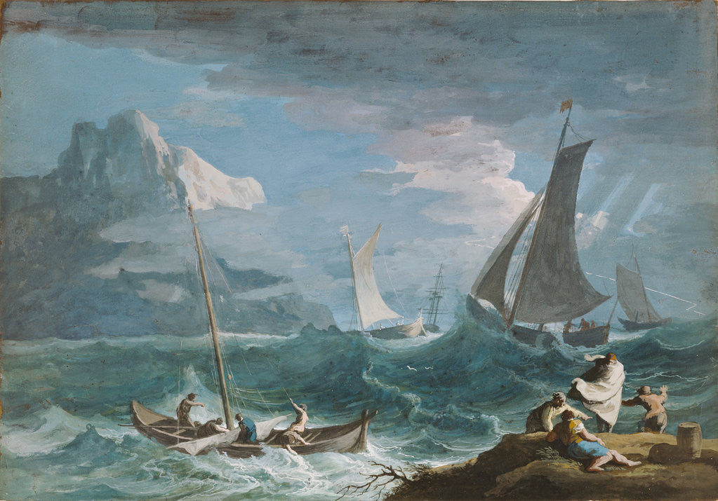 Detail of Fishing Boats in a Storm by Marco Ricci