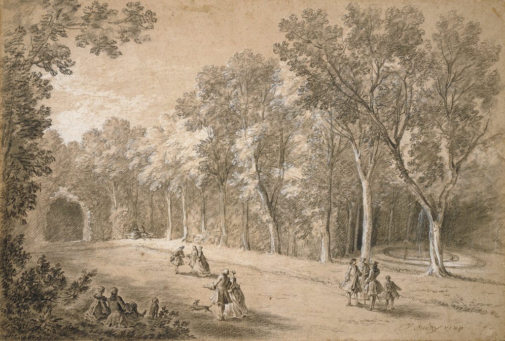 Detail of Park Scene by Jean-Baptiste Oudry