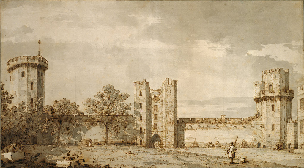 Detail of Warwick Castle: The East Front from the Courtyard by Canaletto