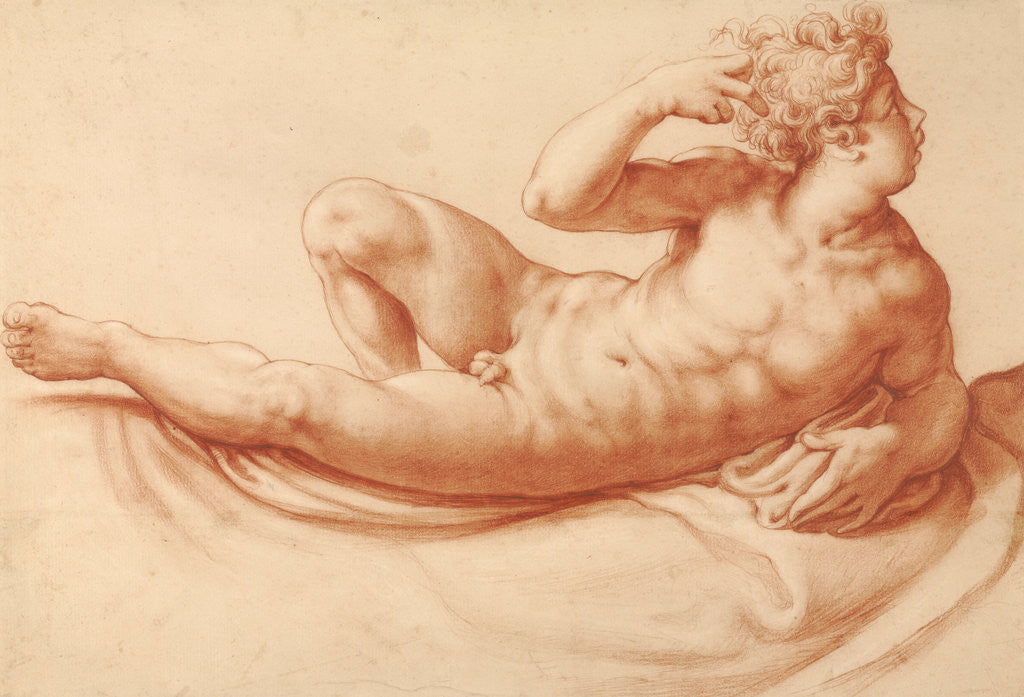 Detail of Reclining Male Nude by Francesco Salviati