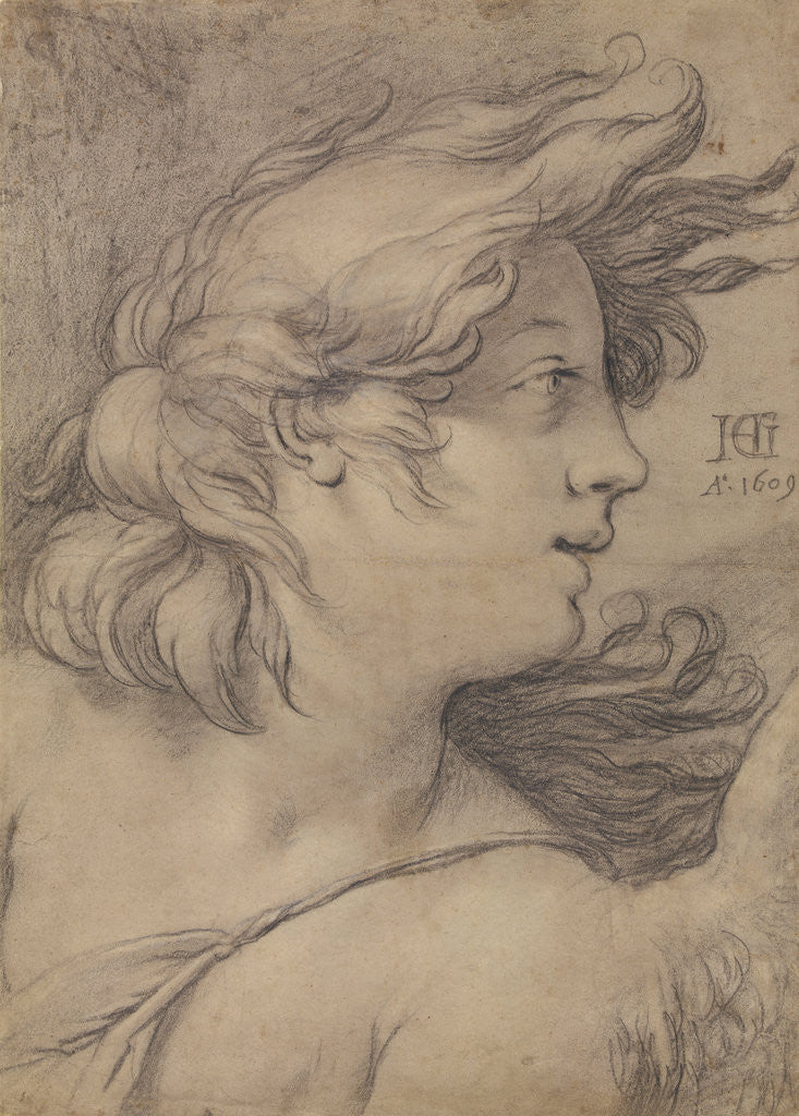 Detail of Bust of an Angel by Hendrick Goltzius