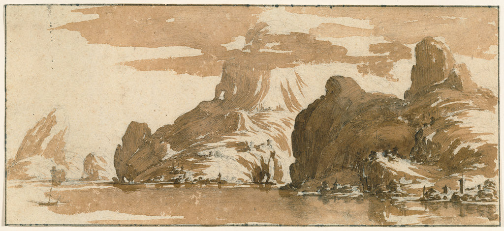 Detail of A View of Mountains Across a Lake by Jacques Callot