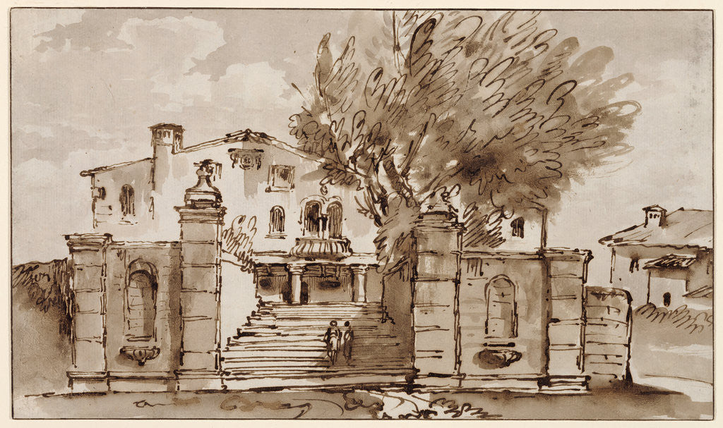 Detail of View of a Villa by Giovanni Battista Tiepolo