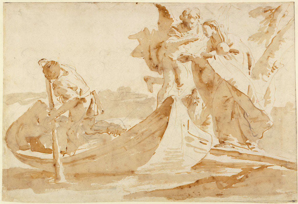 Detail of Flight into Egypt (recto), Various Studies (verso) by Giovanni Battista Tiepolo