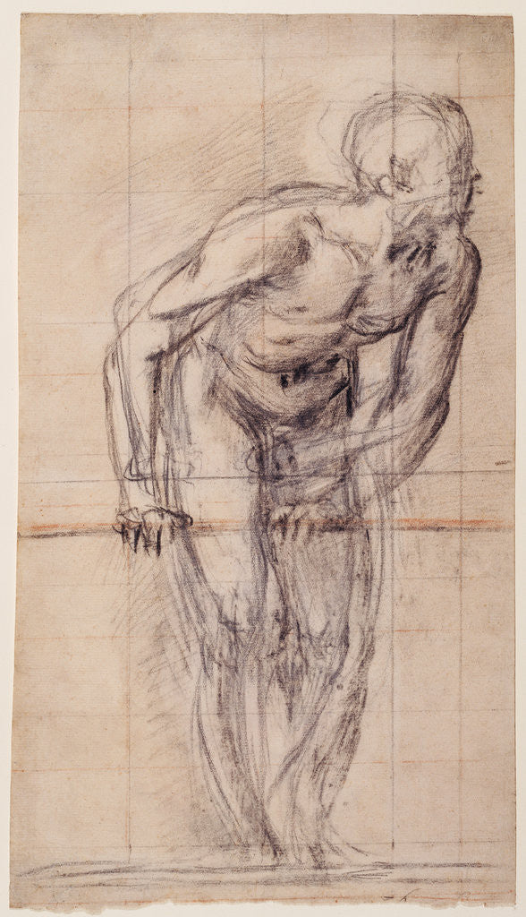Detail of A Standing Male Nude (recto), A Standing Male Nude (verso) by Giovanni Battista Naldini