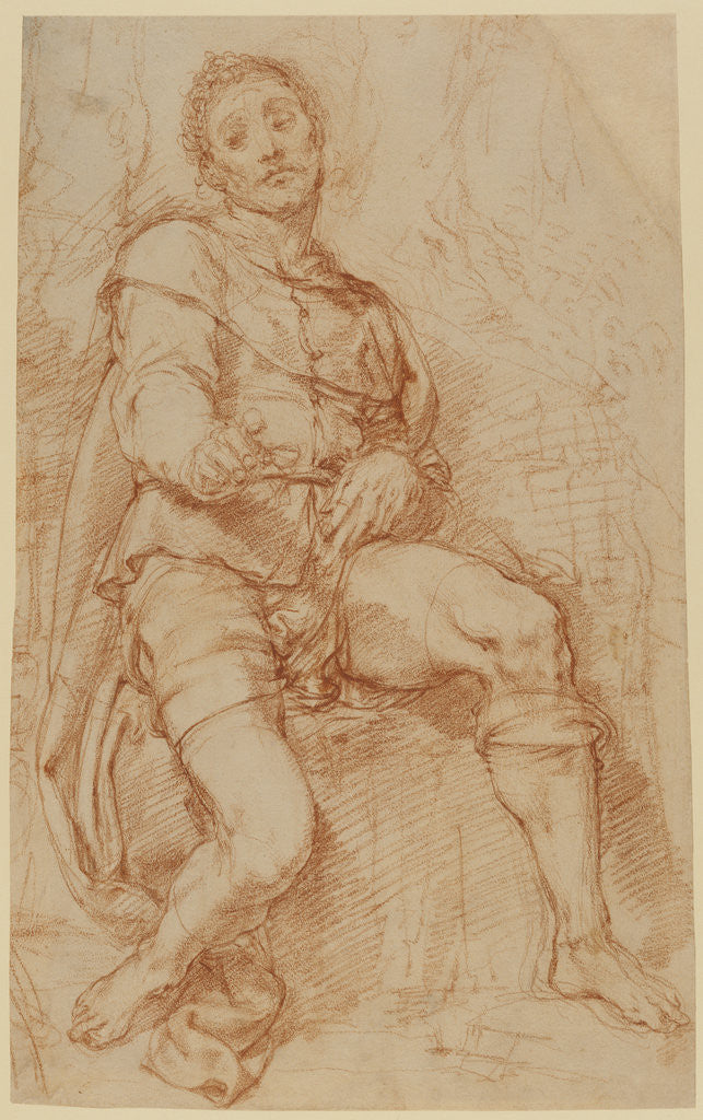 Detail of A Seated Man by Bernardino Poccetti