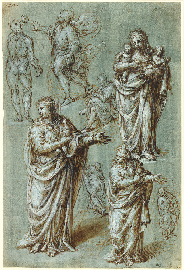 Detail of Sheet of Studies of Various Figures by Aurelio Luini