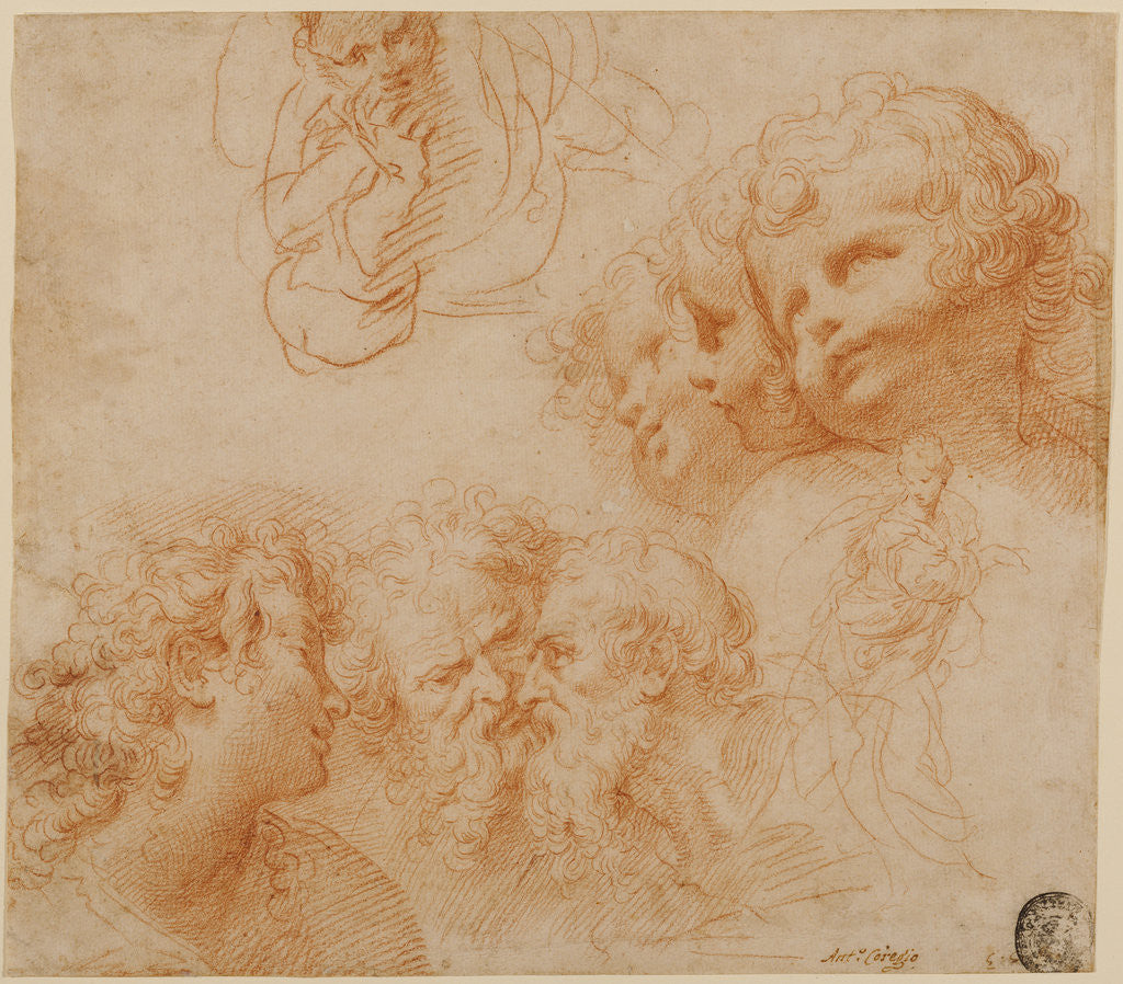 Detail of Head and Figure Studies by Giulio Cesare Procaccini