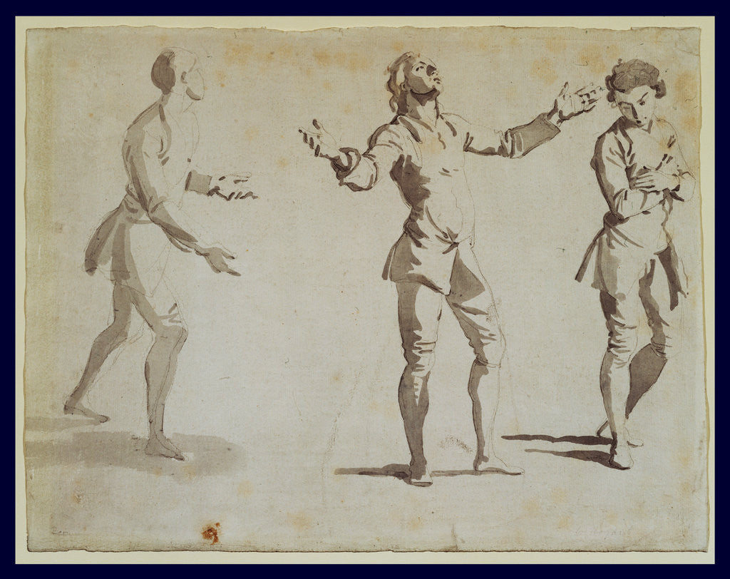 Detail of Three Figure Studies by Giovanni Paolo Pannini