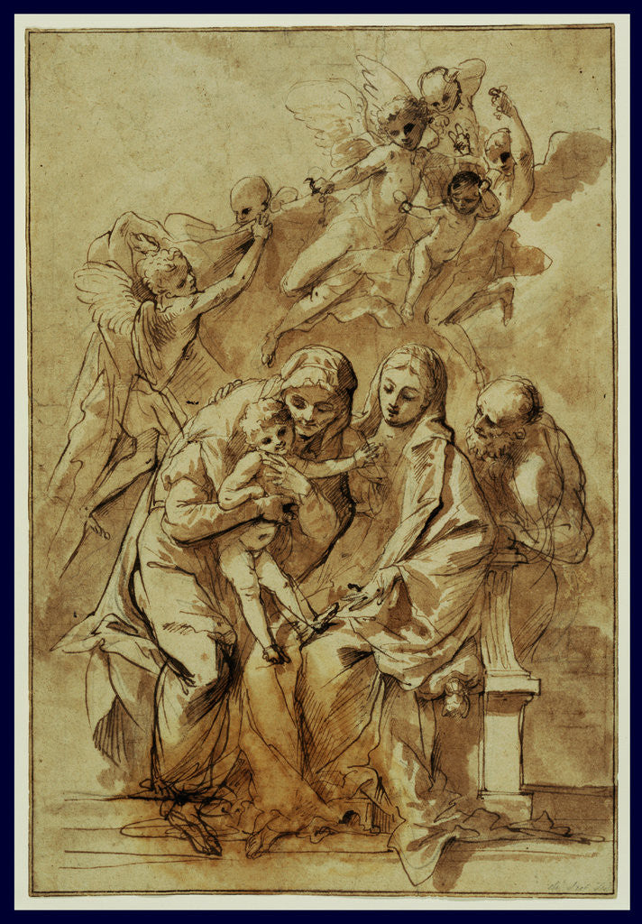 Detail of Holy Family with Saint Anne (recto), Figure Sketches (verso) by Pietro Testa